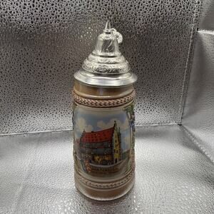 German Beer Stein Hanau Germany- Handarbeit-Gerzit 6.5” Tall